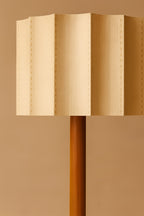 Nordic Wooden Floor Lamp – Sculptural Design with Pleated Shade