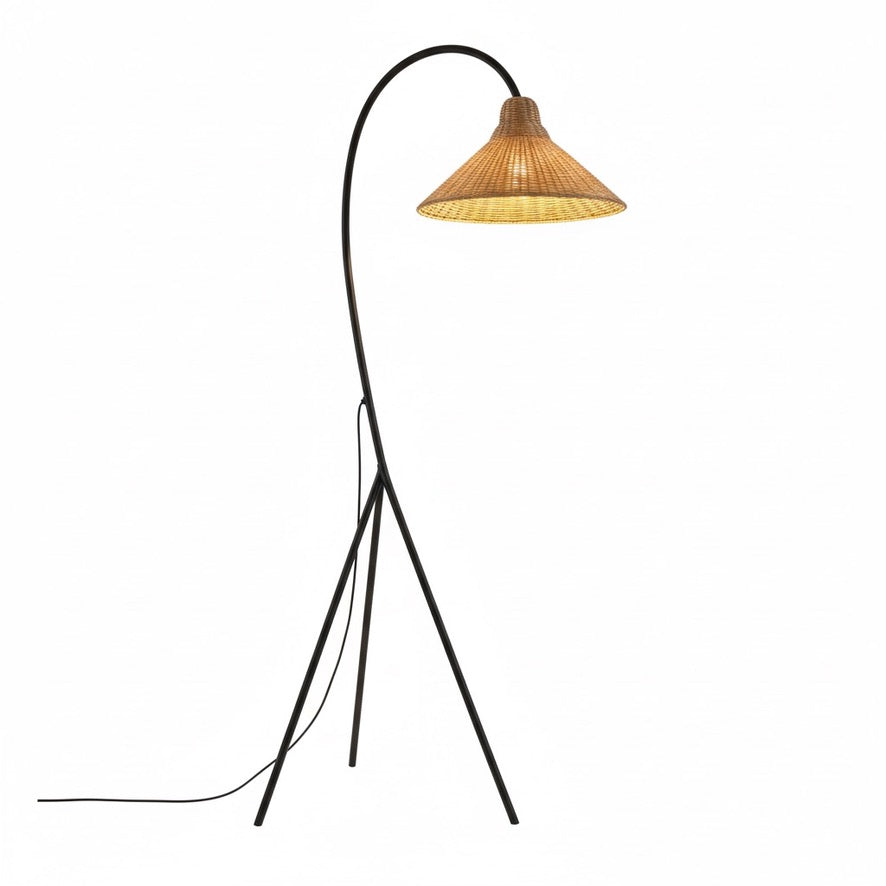 Arched Rattan Floor Lamp – Nordic Boho Design