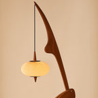 Nordic Crane Floor Lamp – Walnut Lantern Design