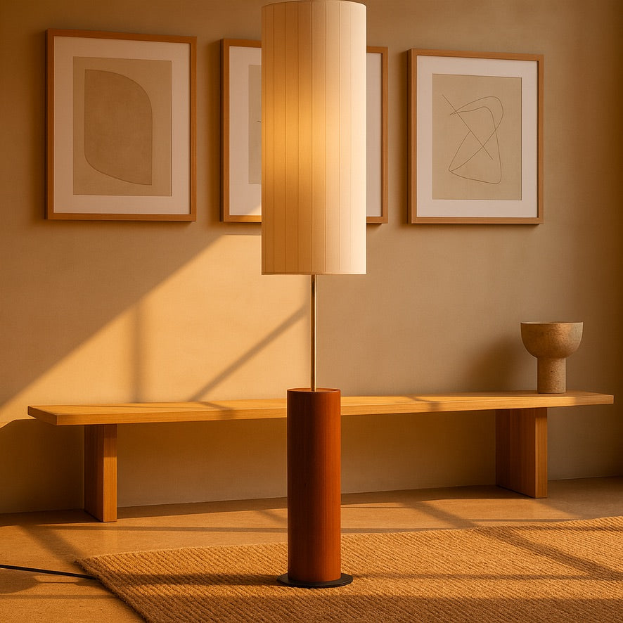 Wabi-Sabi Fabric Floor Lamp – Minimalist Japanese Design