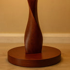 Japanese Walnut Twist Floor Lamp – Sculptural Wooden Design