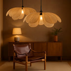 Rattan Petal Pendant Light – Natural Flower-Inspired Ceiling Lamp