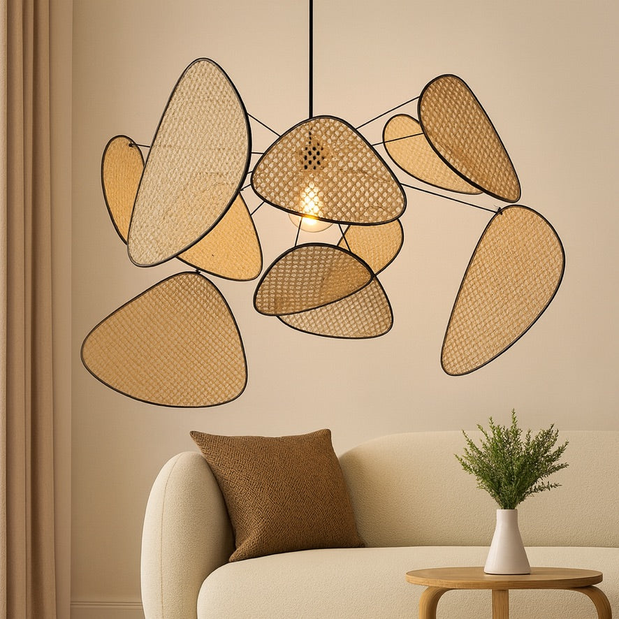 Modern Rattan Pendant Light – Woven Cluster Design