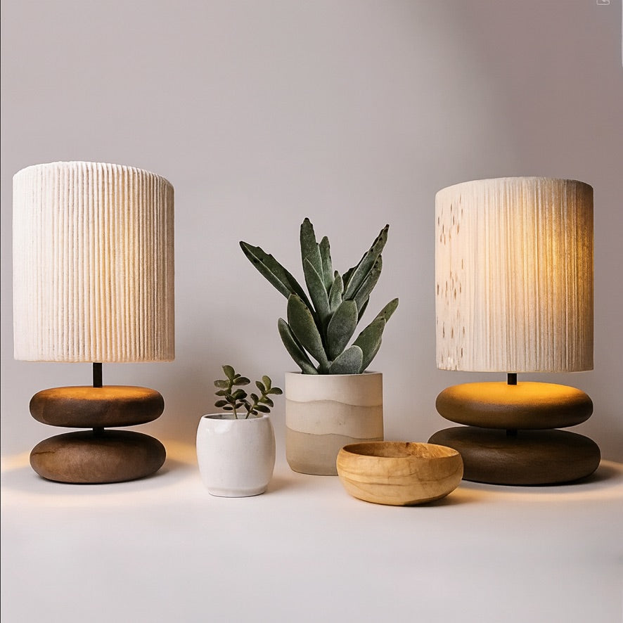 Nordic Table Lamp – Wooden Minimalist Linen Shade