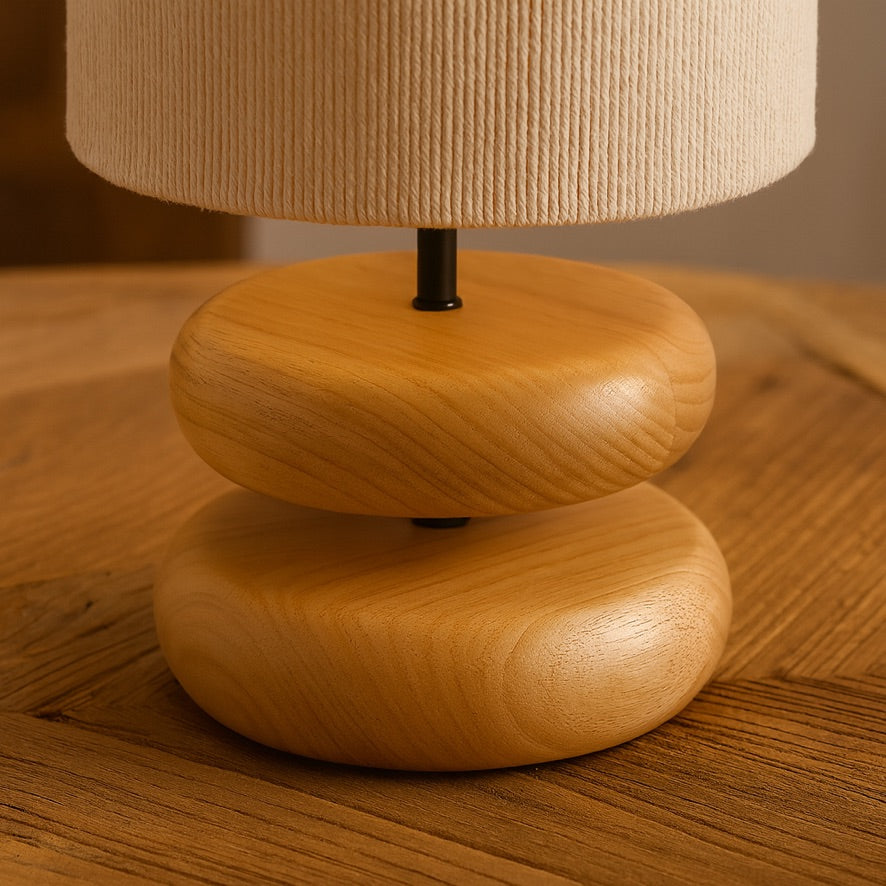 Nordic Table Lamp – Wooden Minimalist Linen Shade