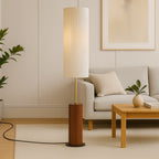 Wabi-Sabi Fabric Floor Lamp – Minimalist Japanese Design