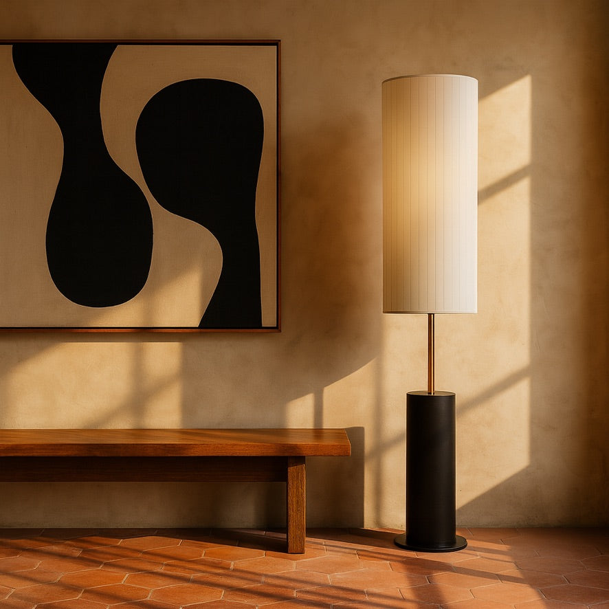 Wabi-Sabi Fabric Floor Lamp – Minimalist Japanese Design