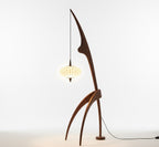 Nordic Crane Floor Lamp – Walnut Lantern Design