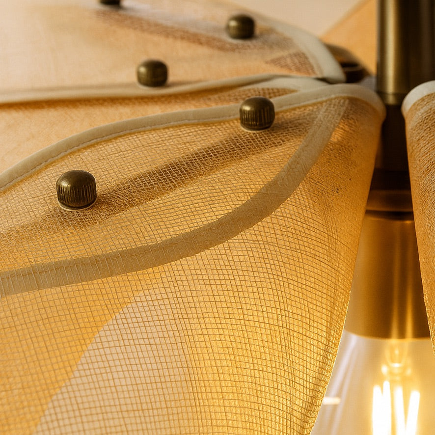Nordic Petal Pendant Light – Elegant Fabric & Brass Design