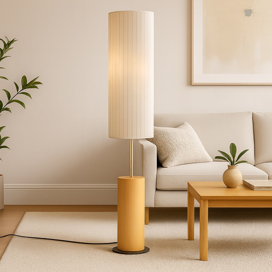Wabi-Sabi Fabric Floor Lamp – Minimalist Japanese Design