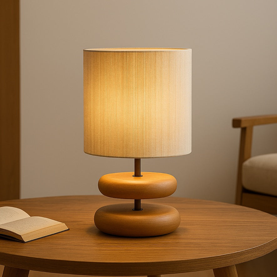 Nordic Table Lamp – Wooden Minimalist Linen Shade
