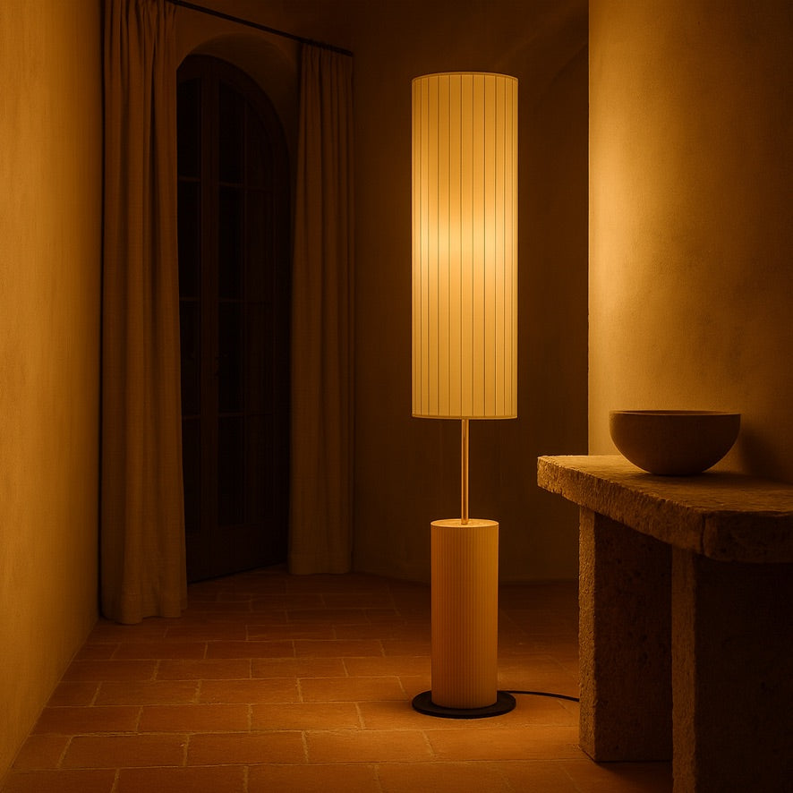 Wabi-Sabi Fabric Floor Lamp – Minimalist Japanese Design