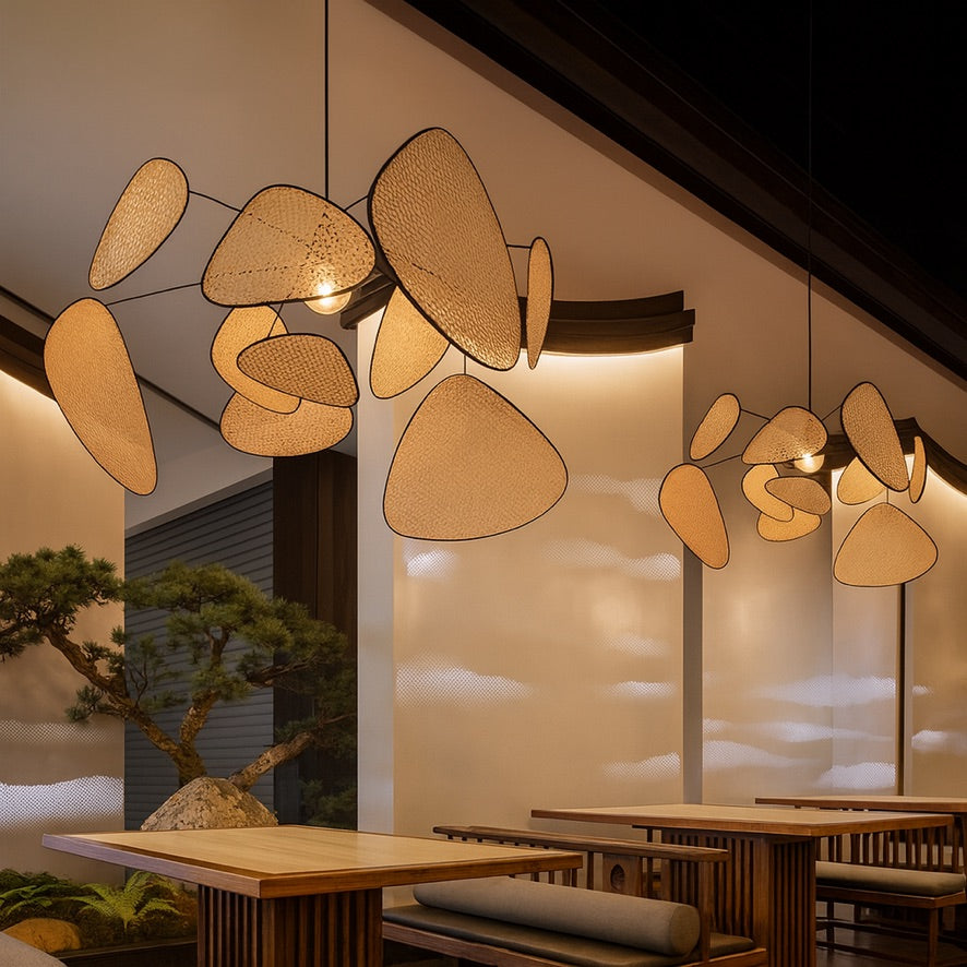 Modern Rattan Pendant Light – Woven Cluster Design