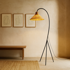 Arched Rattan Floor Lamp – Nordic Boho Design
