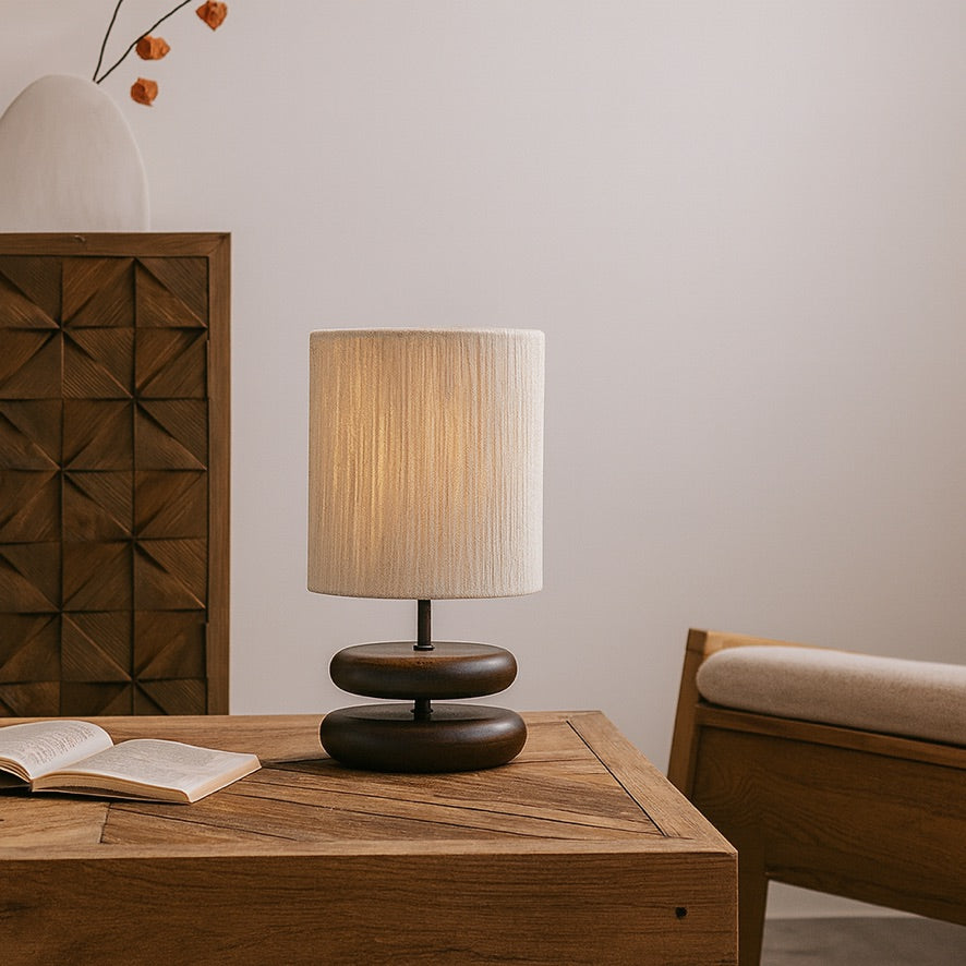 Nordic Table Lamp – Wooden Minimalist Linen Shade