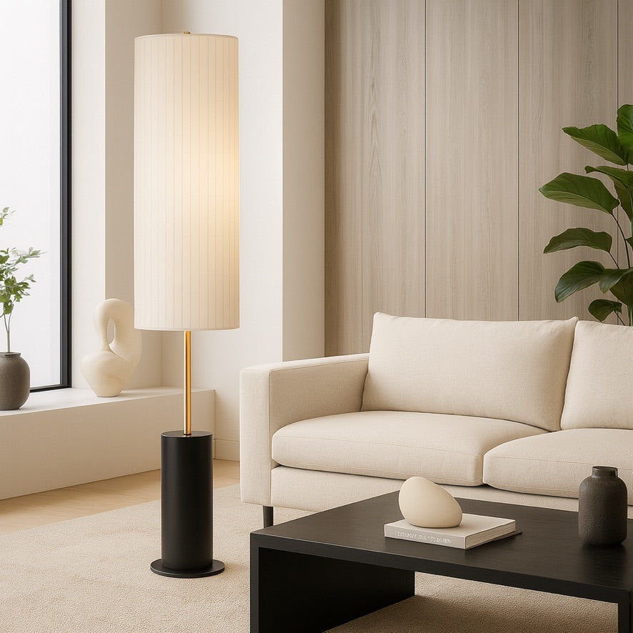 Wabi-Sabi Fabric Floor Lamp – Minimalist Japanese Design