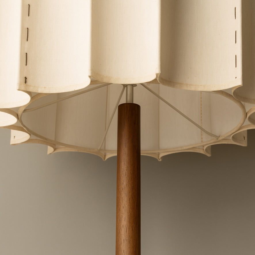 Nordic Wooden Table Lamp – Pleated Fabric Shade Design