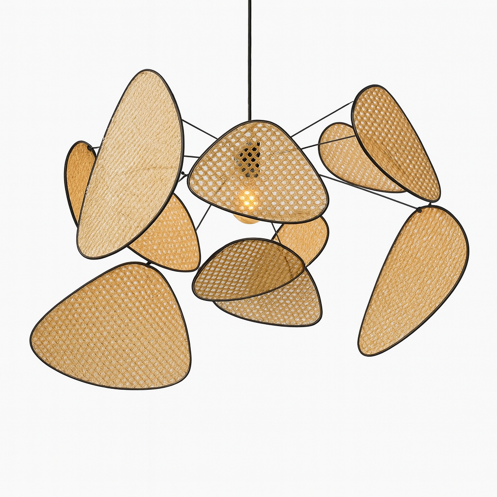 Modern Rattan Pendant Light – Woven Cluster Design