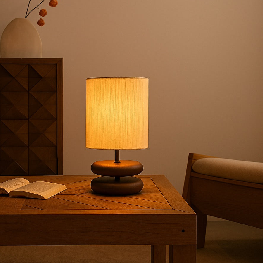 Nordic Table Lamp – Wooden Minimalist Linen Shade