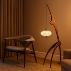 Nordic Crane Floor Lamp – Walnut Lantern Design