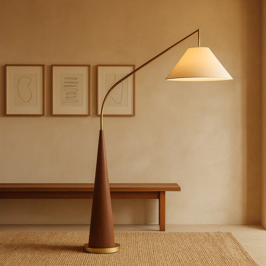 Wooden Arc Floor Lamp – Scandinavian Minimalist Design