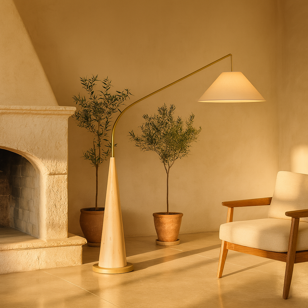 Wooden Arc Floor Lamp – Scandinavian Minimalist Design