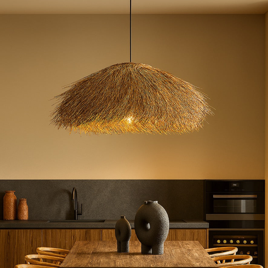 Natural Rattan Pendant Light – Handwoven Ceiling Lamp