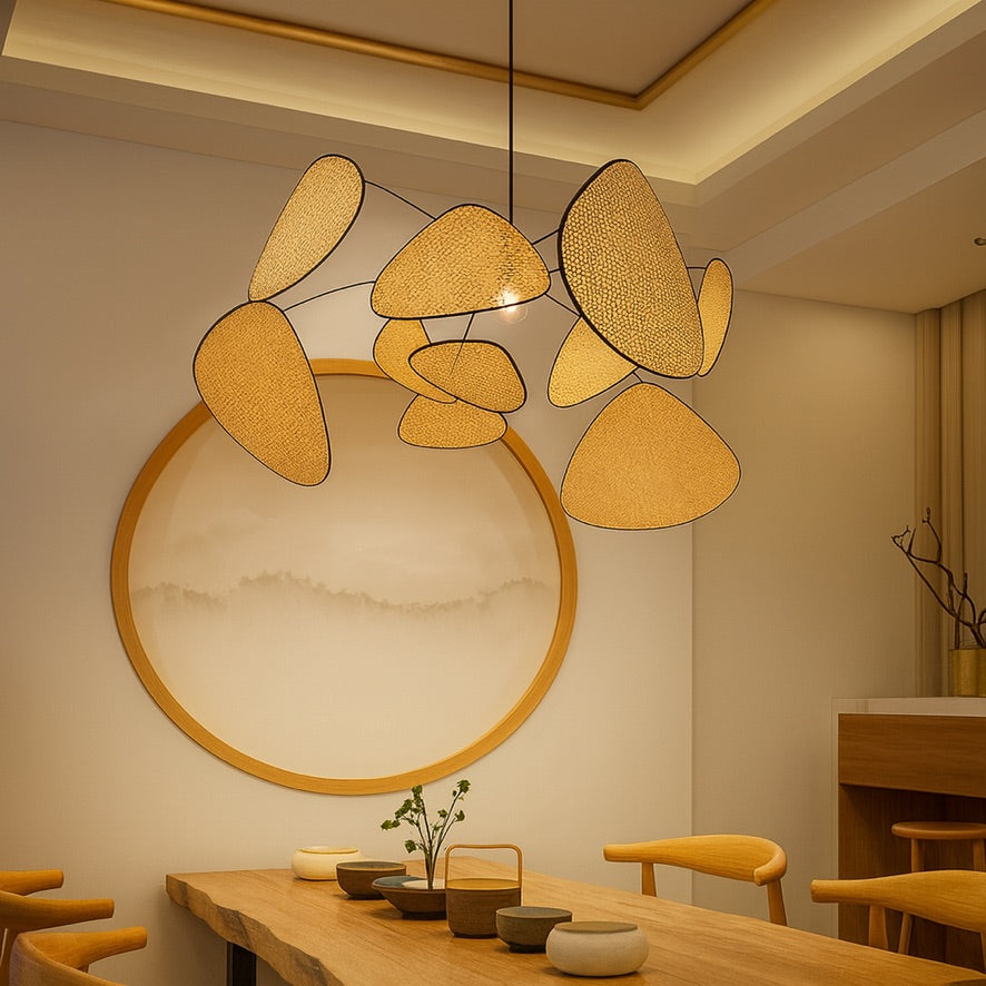 Modern Rattan Pendant Light – Woven Cluster Design