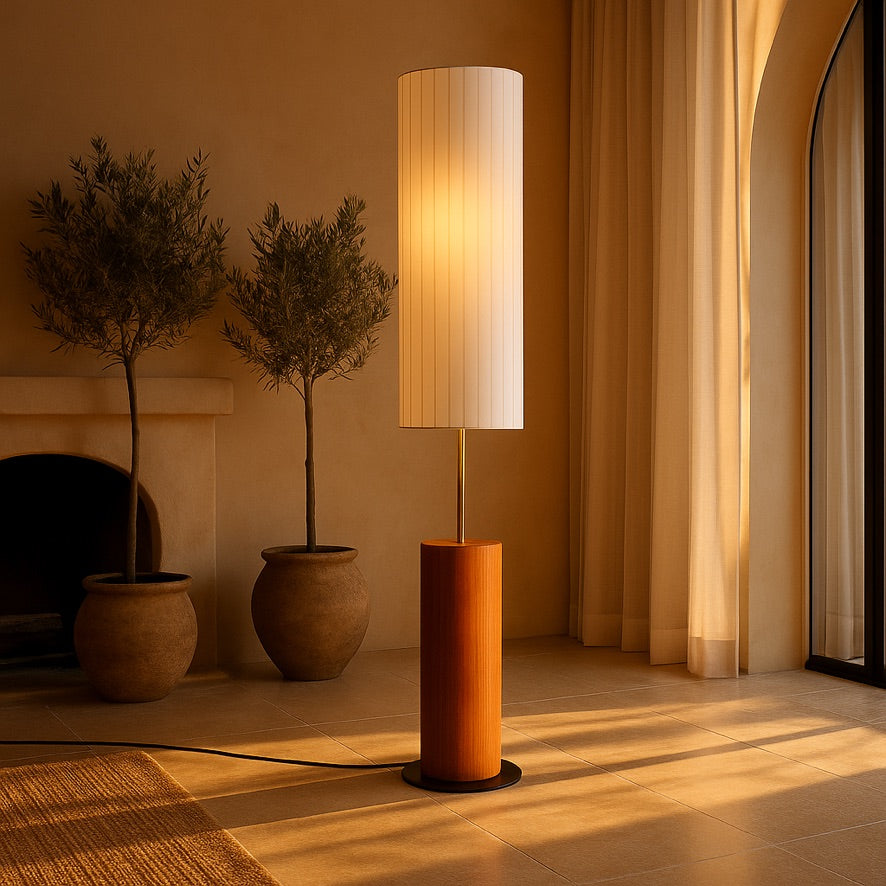 Wabi-Sabi Fabric Floor Lamp – Minimalist Japanese Design
