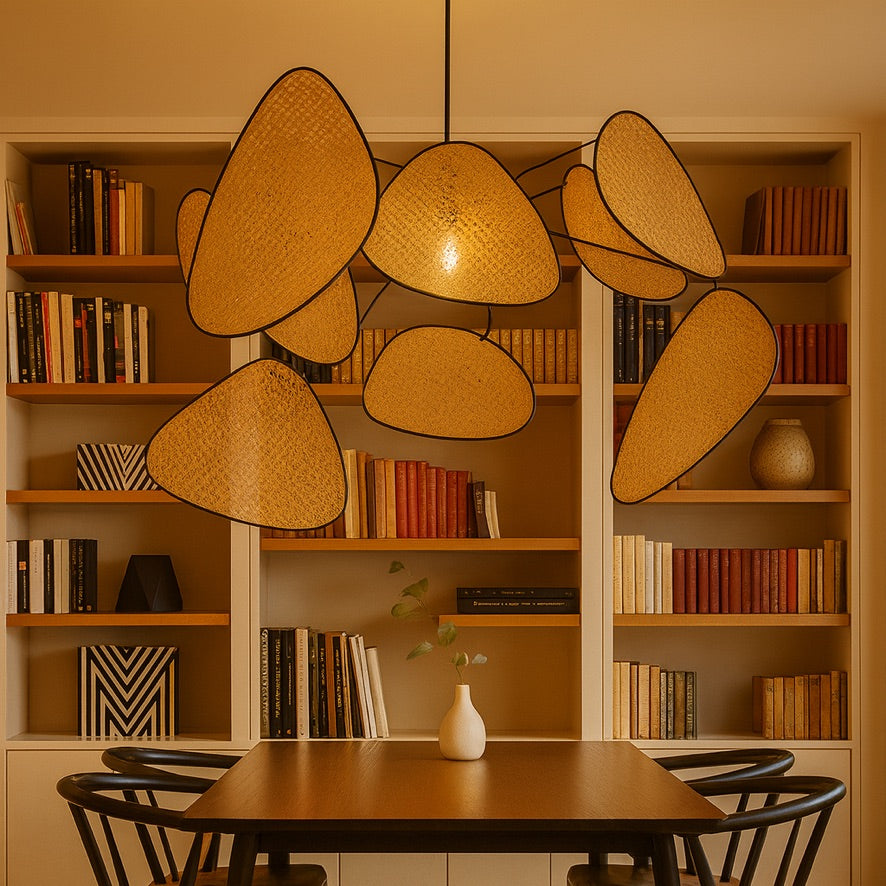 Modern Rattan Pendant Light – Woven Cluster Design
